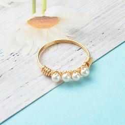 Runde Muschel Perle Perlen Fingerringe&nbsp;RJEW-TA00001