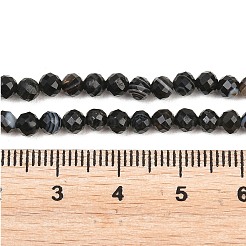 Natürlich gefärbte und erhitzte Stränge schwarzer Achatperlen&nbsp;G-RM250101-C18