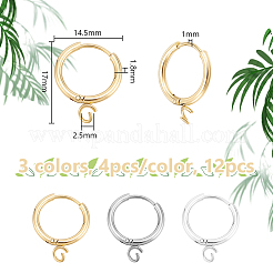 12 pieza de aro de acero inoxidable 201 de 3 colores para pendientes&nbsp;STAS-UN0057-49
