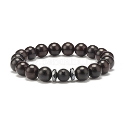 Ensemble de bracelets extensibles en perles rondes en bois naturel&nbsp;BJEW-JB07340