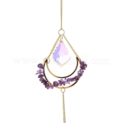 Sonnenfänger aus natürlichen Amethystsplittern und Achatscheiben&nbsp;AJEW-C048-01F