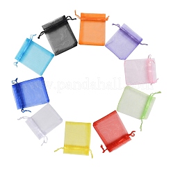 20 pièces 10 couleurs rectangle organza sacs à cordon&nbsp;CON-YW0001-31C