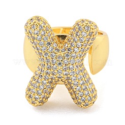 Anillo de latón con micro pavé de circonita cúbica transparente para mujer&nbsp;RJEW-M173-01G-X