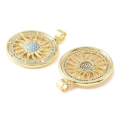 Pendentifs en laiton micro pavé de zircons cubiques bleu ciel&nbsp;CU-CBA6938-04G-03