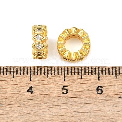 Europäische Perlen aus Messing mit Mikropavé-Fassung und klaren Zirkonia-Unterlegscheiben&nbsp;KK-C142-04A-G