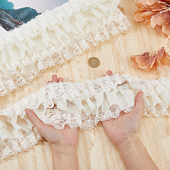 Bordure en dentelle plissée en polyester à trois couches&nbsp;OCOR-WH0088-18B