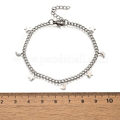 304 Edelstahl-Charm-Armbänder mit Mond- und Sternmotiv&nbsp;BJEW-R021-05P