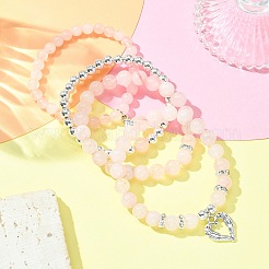 Set di braccialetti elasticizzati con perline di quarzo rosa naturale da 4 pz&nbsp;BJEW-JB09524
