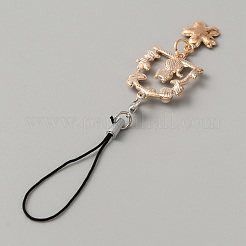 Arco de aleación esmaltada con colgante para teléfono de gato y sakura&nbsp;HJEW-WH0007-25A