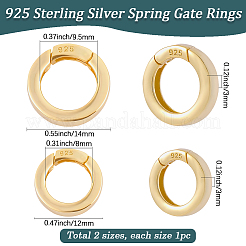 2 pièce 2 styles 925 anneaux de porte à ressort en argent sterling&nbsp;STER-SC0001-66A