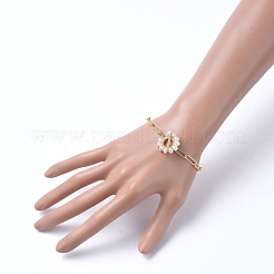 Ensembles de bijoux collier et bracelet chaînes trombones en laiton&nbsp;SJEW-JS01098
