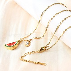 Colliers pendentifs en acier inoxydable 304 émail rouge pour femmes&nbsp;NJEW-U043-02A-G