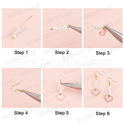 DIY-Sets zum Basteln von rosa Herz-Charm-Ohrringen&nbsp;DIY-SC0017-86