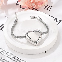 Bracciali a maglie a cuore in acciaio inossidabile 304&nbsp;BJEW-C089-12P