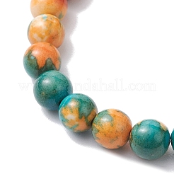 Bracelets extensibles en perles de jade blanc océan synthétique teint rond de 8mm pour femmes et hommes&nbsp;BJEW-JB10509