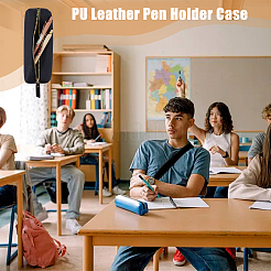 Étui porte-stylo en cuir pu à imprimé litchi&nbsp;AJEW-WH0415-89B
