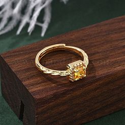 Fingerringe aus Messing mit Mikropavé-Kubikzirkonia für Damen&nbsp;RJEW-U049-04G