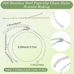 16 Stück 2 Farben 2.5mm 304 Edelstahl Büroklammer Kette Armbandherstellung&nbsp;STAS-SC0021-15