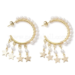 2 paire de boucles d'oreilles pendantes en forme d'étoile et de nacre bicolore&nbsp;EJEW-JE06186
