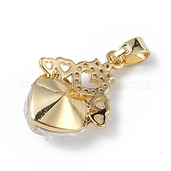 Véritable 18k plaqué or placage en laiton micro pave clair pendentifs en zircone cubique&nbsp;KK-C015-30G-14