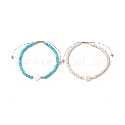2 Stück Armbänder aus synthetischen türkisfarbenen Perlen in 2 Farben.&nbsp;BJEW-JB11612