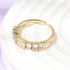Manschettenringe aus Messing mit Zirkonia für Damen&nbsp;RJEW-B160-07A-G