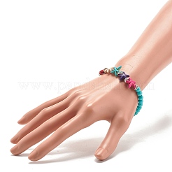 Bracelet extensible étoile de mer turquoise synthétique (teint)&nbsp;BJEW-JB07702-03