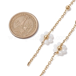 Catena a maglie con perline di vetro a fiori&nbsp;AJEW-JB01207-01