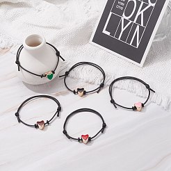 Bracciale con cordino regolabile con perline smaltate acriliche a cuore per ragazze adolescenti&nbsp;BJEW-JB07049