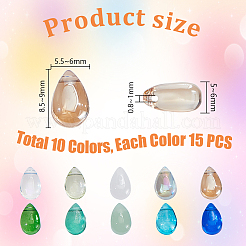 150 set di perline di vetro e lampwork trasparenti in 10 colori&nbsp;GGLA-GA0001-06