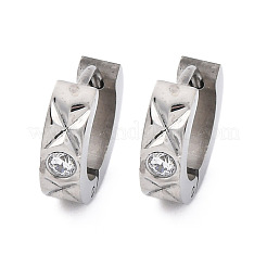 Pendientes de aro de acero inoxidable 304 con efecto pulido de circonitas cúbicas.&nbsp;EJEW-M001-25P