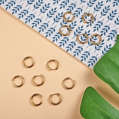 Anillo con revestimiento iónico (IP) y pendientes de aro tipo huggie de acero inoxidable 304.&nbsp;EJEW-L158-06G