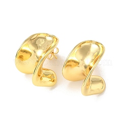Orecchini a bottone ovali curvi in ottone&nbsp;EJEW-F389-03G