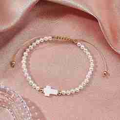Bracelets de perles tressées en perles de coquillage&nbsp;BJEW-JB11479-04