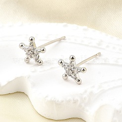 Boucles d'oreilles en laiton zircon cubique micro pavé clair&nbsp;EJEW-M103-06P
