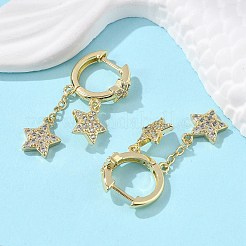 Pendientes de aro de circonita cúbica transparente con micro pavé de latón&nbsp;EJEW-K083-43G