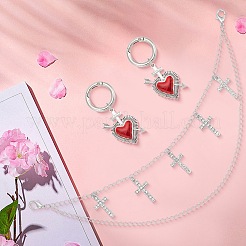 4 stücke 2 arten messing gedrehten ketten boot strap ketten & herz legierung emaille schuhe charms sets&nbsp;HJEW-BM0001-07