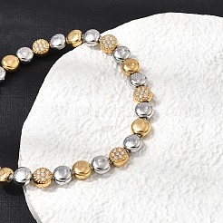 Zweifarbige Armbänder aus Edelstahl 304 mit Mikropavé-Fassung und klaren Zirkonia-Perlen&nbsp;SA-CBAB122-02A