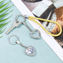 2 Stück schwimmende Medaillon-Anhänger aus Herzlegierung und Glas&nbsp;KEYC-FH00042