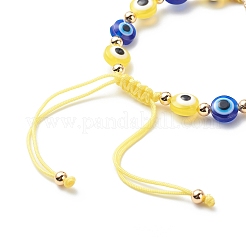 Malocchio perline in resina e bracciali con perline intrecciate in lega di strass a mano di hamsa per ragazze donne&nbsp;BJEW-JB08740-02