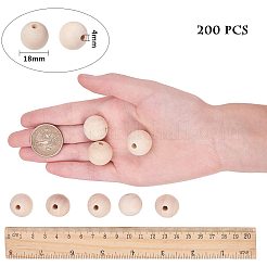 Runde unfertige Holzperlen und Vakuumbeutel aus Nylon&nbsp;WOOD-PH0008-50