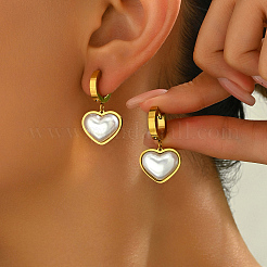 Boucles d'oreilles créoles en acier inoxydable en forme de coeur&nbsp;TM6555