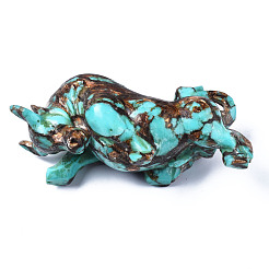 Kuh montiert natürlichen Bronzit & synthetischen Aqua Terra Jaspis Modell Ornament&nbsp;G-N330-38