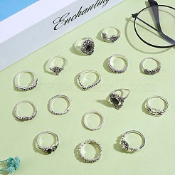 15 stücke 15 stil kristall strass rhombus & lotus & krone fingerringe set&nbsp;JR940A