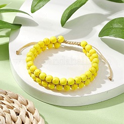 Bracciali di perline intrecciate in turchese sintetico rotondo&nbsp;BJEW-JB11160