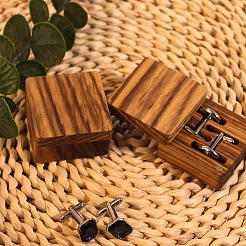 Boutons de manchette carrés en bois boîtes magnétiques de rangement de cadeaux&nbsp;PW-WG77A80-01