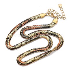Collar de cadena de espiga de acero inoxidable 304 con diseño de piel de serpiente pintada con aerosol de 5.5 mm para mujer&nbsp;NJEW-C083-03G