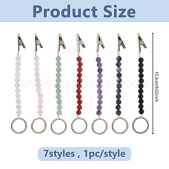 7 extractor de clip para tarjeta de crédito con piedras preciosas naturales y sintéticas redondas.&nbsp;HJEW-DC00125