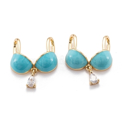 Colgantes de circonita cúbica transparentes micro pavé de latón chapado en oro real 18k&nbsp;ZIRC-M114-55G