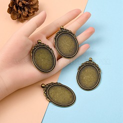 Supports alliage pendentif cabochon de lunette de style tibétain&nbsp;TIBEP-M018-62AB-NF